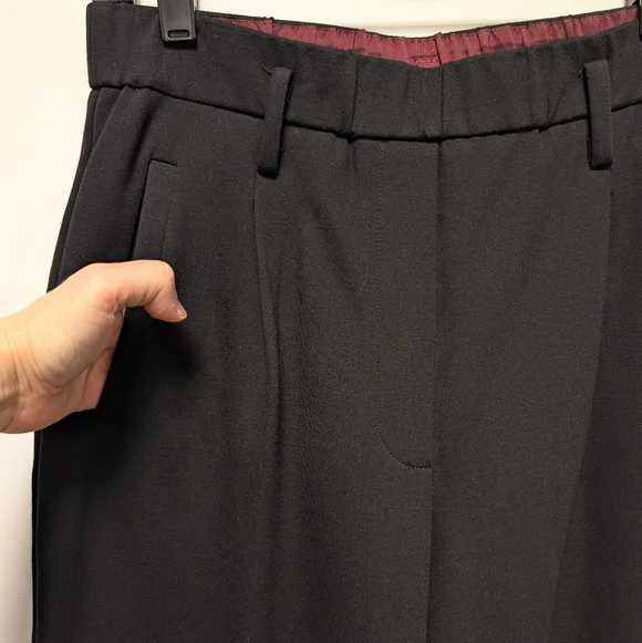 Maliparmi Black Pleated Minimalist Wide Leg Trousers Women's 44 US 8